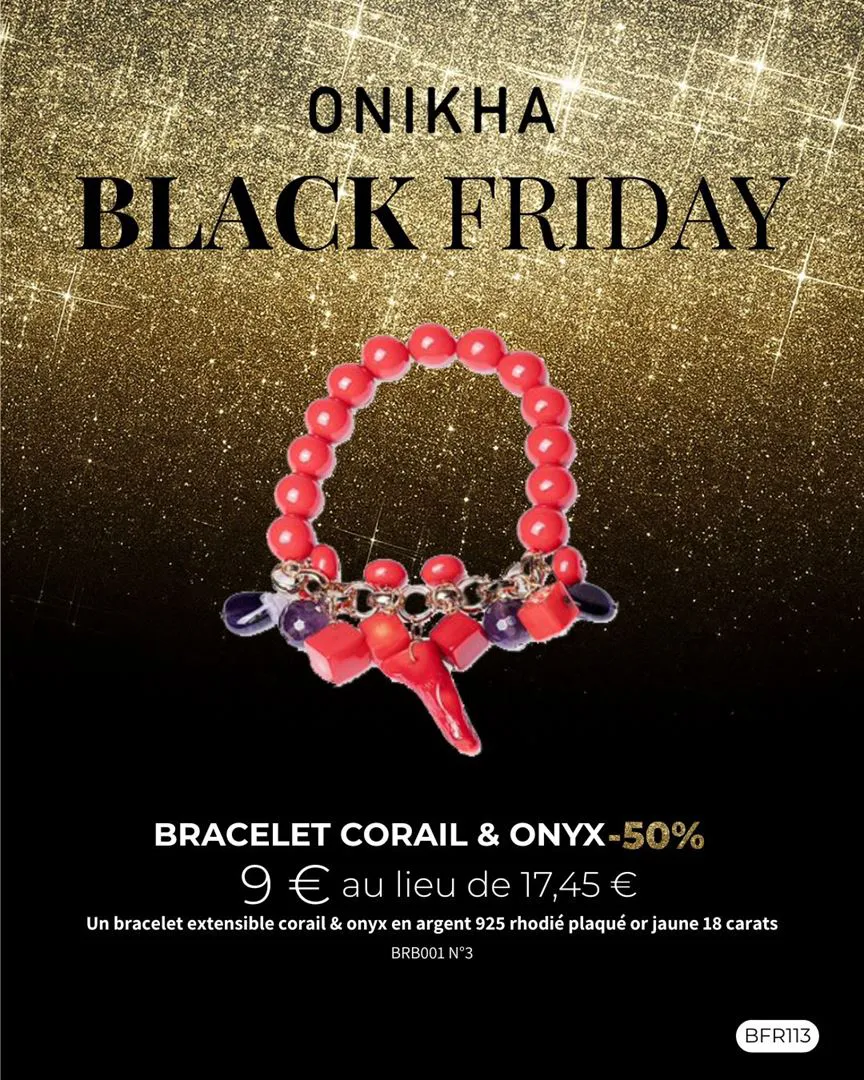 BRACELET CORAIL & ONYX 