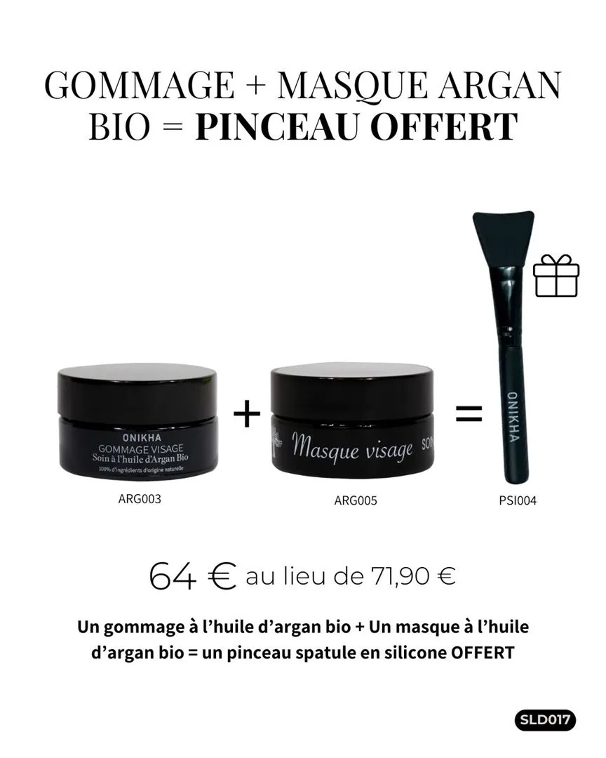 GOMMAGE + MASQUE HUILE D'ARGAN + PINCEAU OFFERT